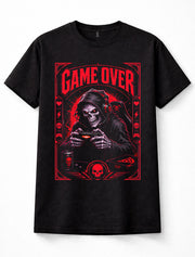Game Over Grim Reaper Gamer Skull Gaming Horror Unisex T-Shirt