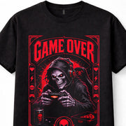 Game Over Grim Reaper Gamer Skull Gaming Horror Unisex T-Shirt