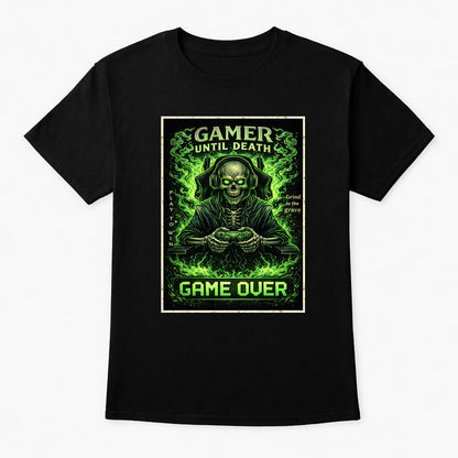 Gamer Until Death Game Over T-Shirt Skull Gaming Unisex Gothic Tee