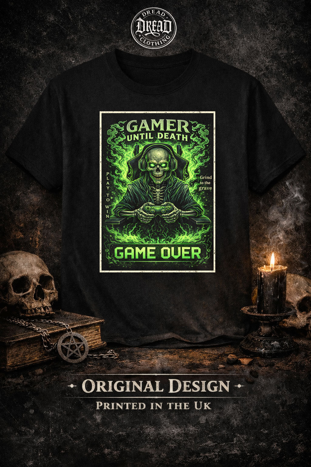 Gamer Until Death Game Over T-Shirt Skull Gaming Unisex Gothic Tee