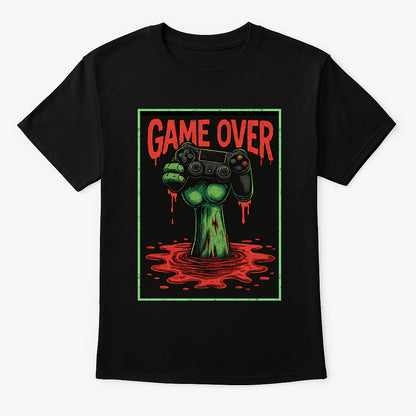 Game Over Unisex T-Shirt – Zombie Gamer Undead Horror Video Game Graphic Tee