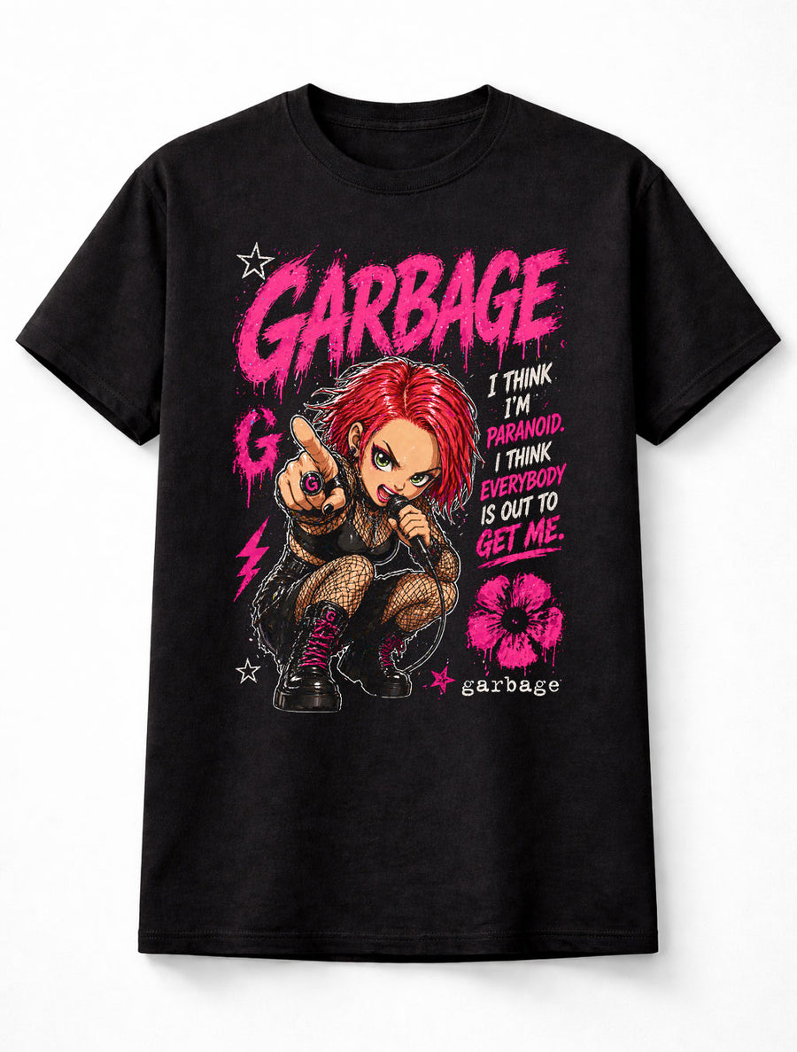 Garbage Shirley Manson Alternative Rock Band Graphic T-Shirt I Think Im Paranoid Lyrics 90s Music Fan Grunge Pop Tee Adult & Kids Unisex T-Shirt