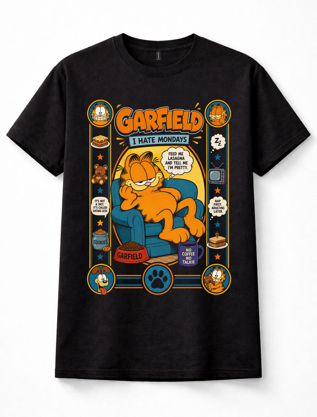 Garfield I Hate Mondays Cartoon Cat Graphic Tee Unisex T-Shirt