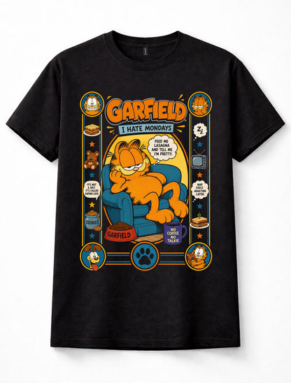 Garfield I Hate Mondays Cartoon Cat Graphic Tee Unisex T-Shirt