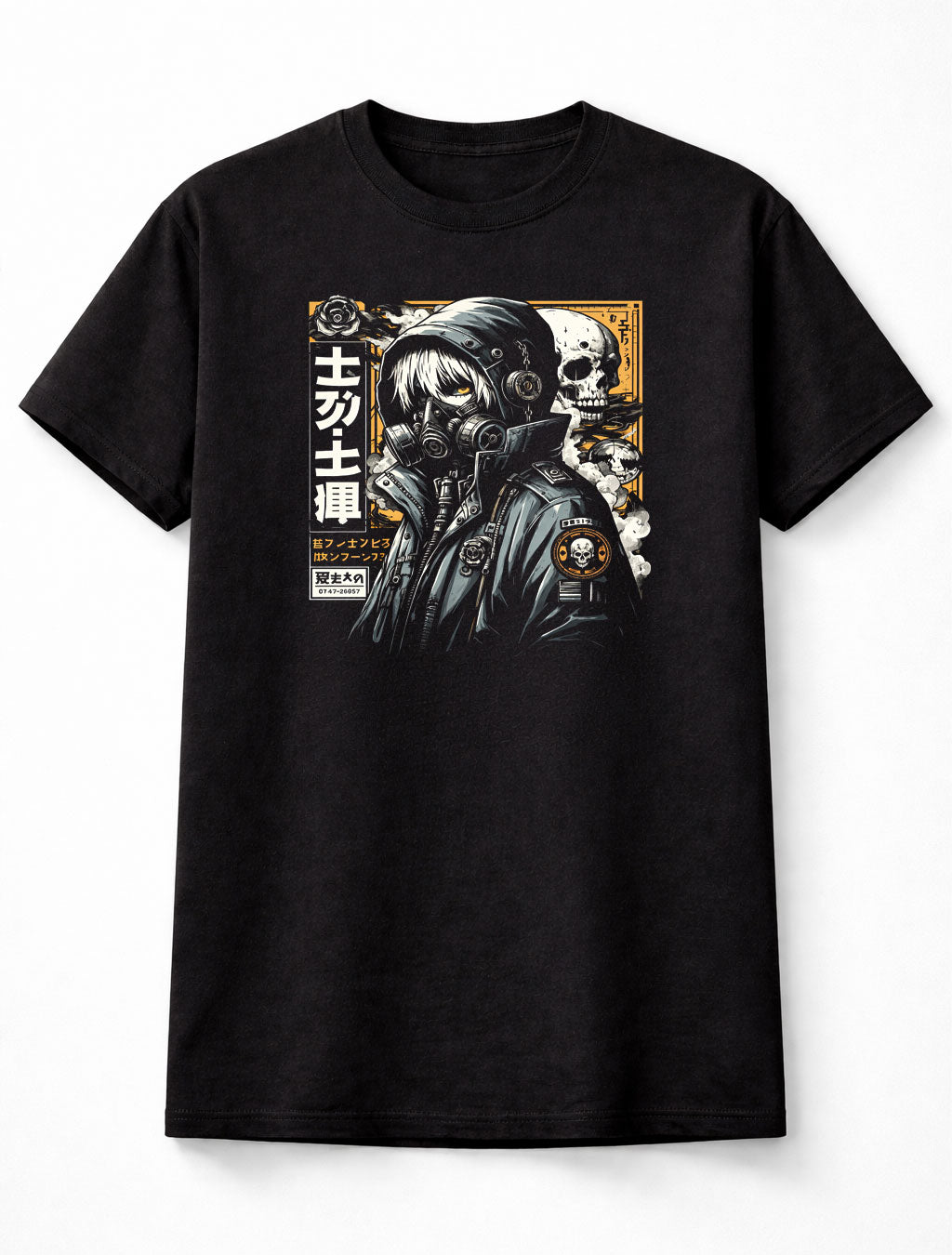 Anime Gas Mask Soldier Graphic Unisex T-Shirt Cyberpunk Manga Tee Adults & Kids Unisex T-Shirt