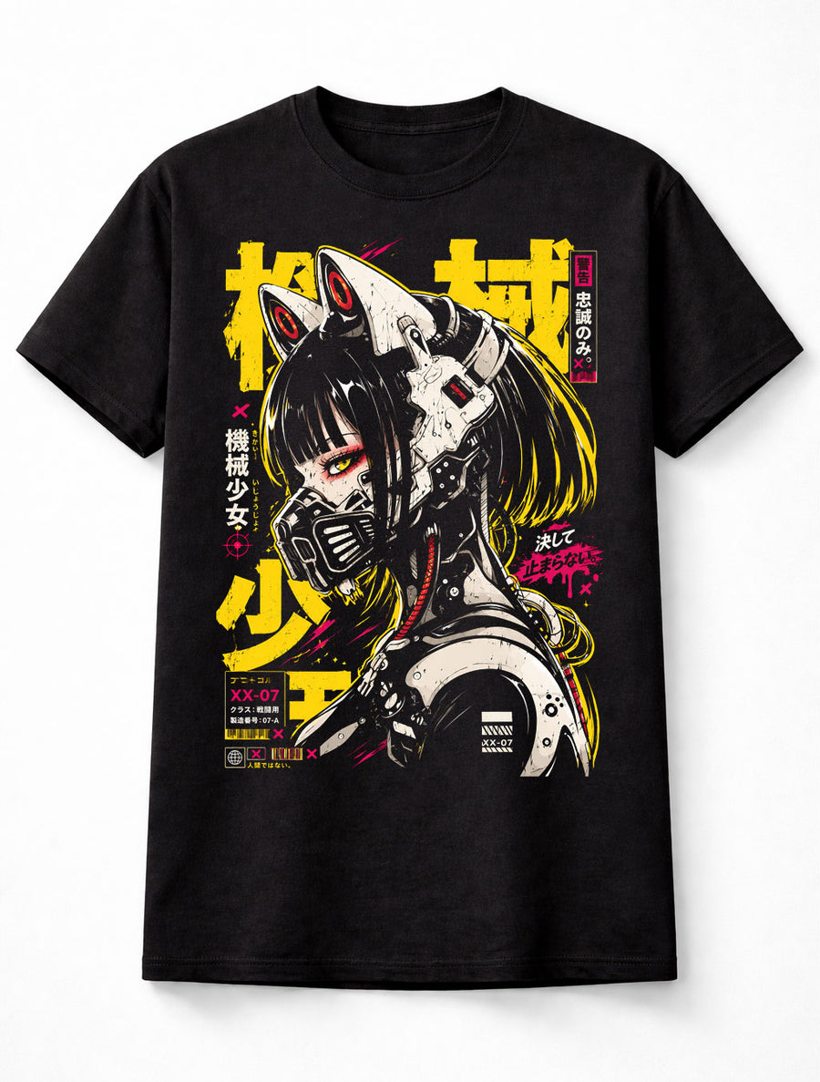 Cyberpunk Anime Cat Girl Robot Japanese Manga Graphic Unisex T-Shirt