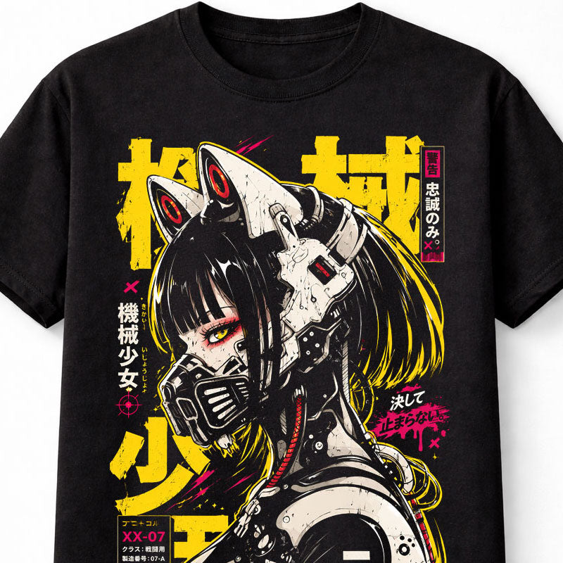 Cyberpunk Anime Cat Girl Robot Japanese Manga Graphic Unisex T-Shirt