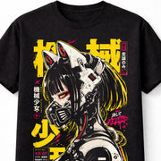 Cyberpunk Anime Cat Girl Robot Japanese Manga Graphic Unisex T-Shirt