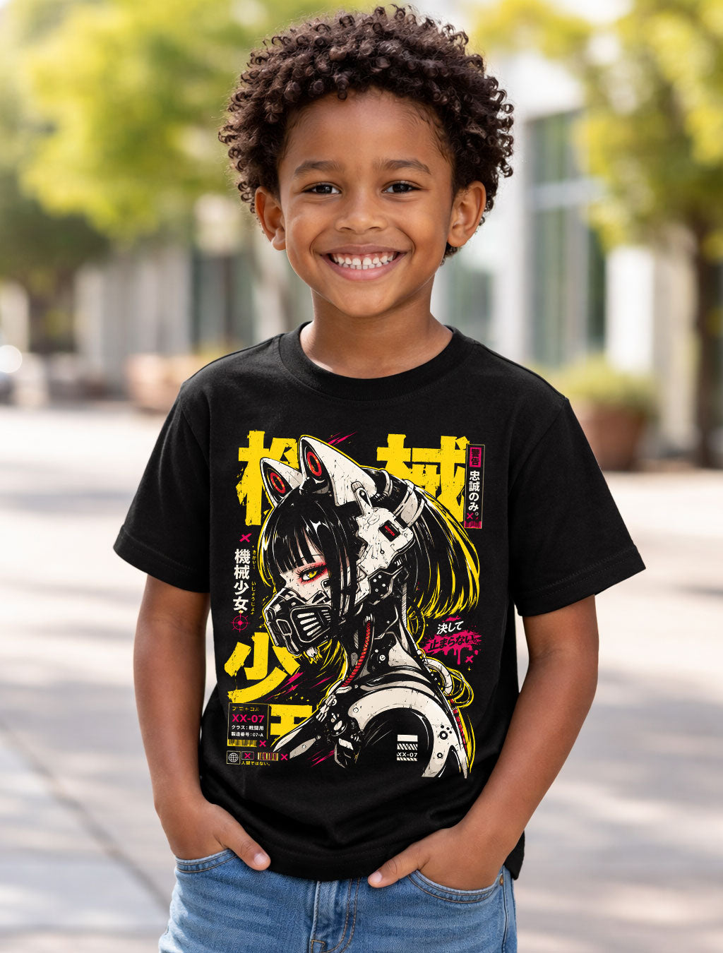 Cyberpunk Anime Cat Girl Robot Japanese Manga Graphic Unisex T-Shirt