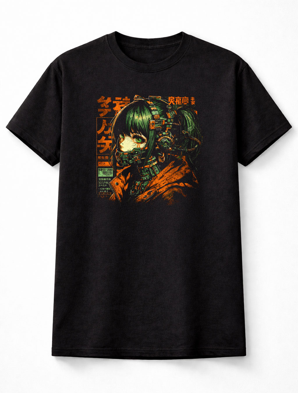 Cyberpunk Anime Girl Gas Mask Graphic Unisex T-Shirt Manga Tech Tee Adults & Kids Unisex T-Shirt