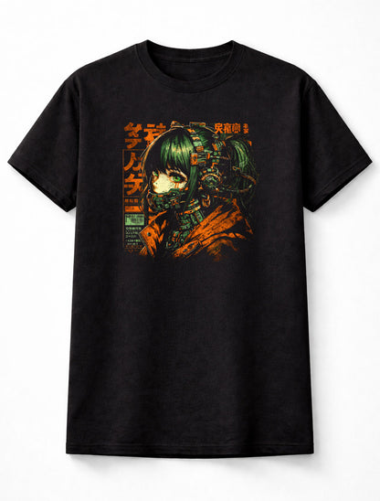Cyberpunk Anime Girl Gas Mask Graphic Unisex T-Shirt Manga Tech Tee Adults & Kids Unisex T-Shirt
