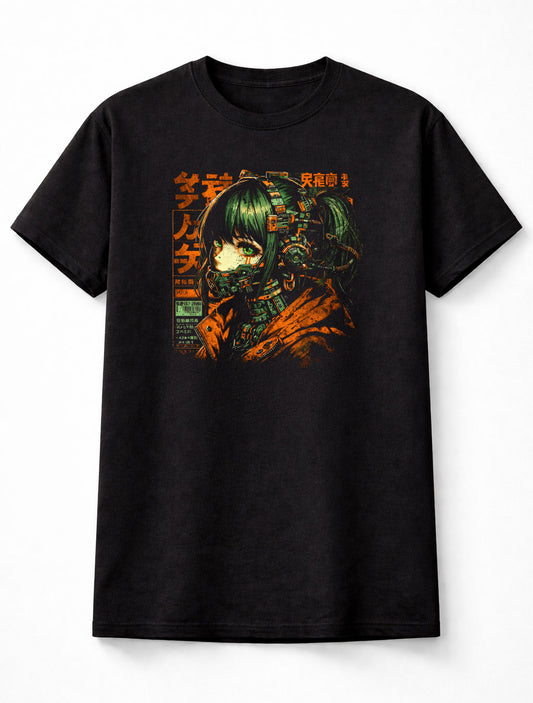 Cyberpunk Anime Girl Gas Mask Graphic Unisex T-Shirt Manga Tech Tee Adults & Kids Unisex T-Shirt