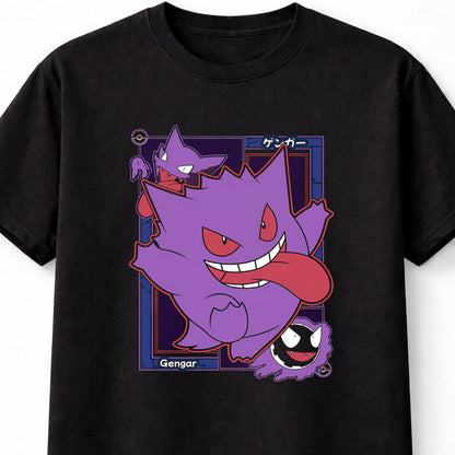 Gengar Ghost Pokémon T-Shirt Retro Anime Unisex Black Graphic Tee