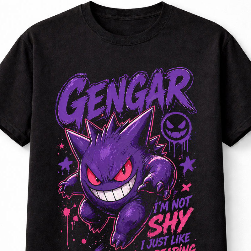 Pokemon Gengar Graphic Tee Ghost Type Anime Gaming Streetwear Unisex T-Shirt