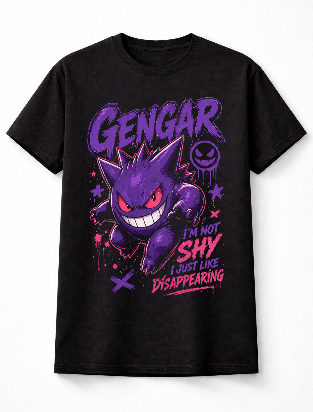 Pokemon Gengar Graphic Tee Ghost Type Anime Gaming Streetwear Unisex T-Shirt