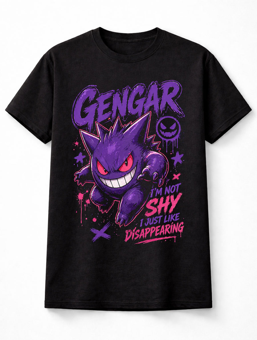 Pokemon Gengar Graphic Tee Ghost Type Anime Gaming Streetwear Unisex T-Shirt