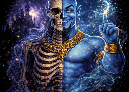 Genie Skull T Shirt Dark Aladdin Horror Fantasy Gothic Unisex Graphic Tee