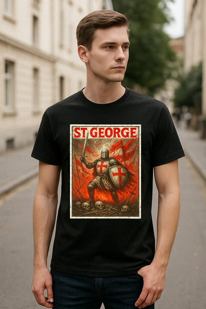 St George Unisex T-Shirt Medieval England Crusader Warrior Templar Knight Battlefield Tee