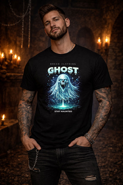 Ghost Skull Unisex Toxic Gothic Horror Graphic T-Shirt Stay Haunted Dark Tee