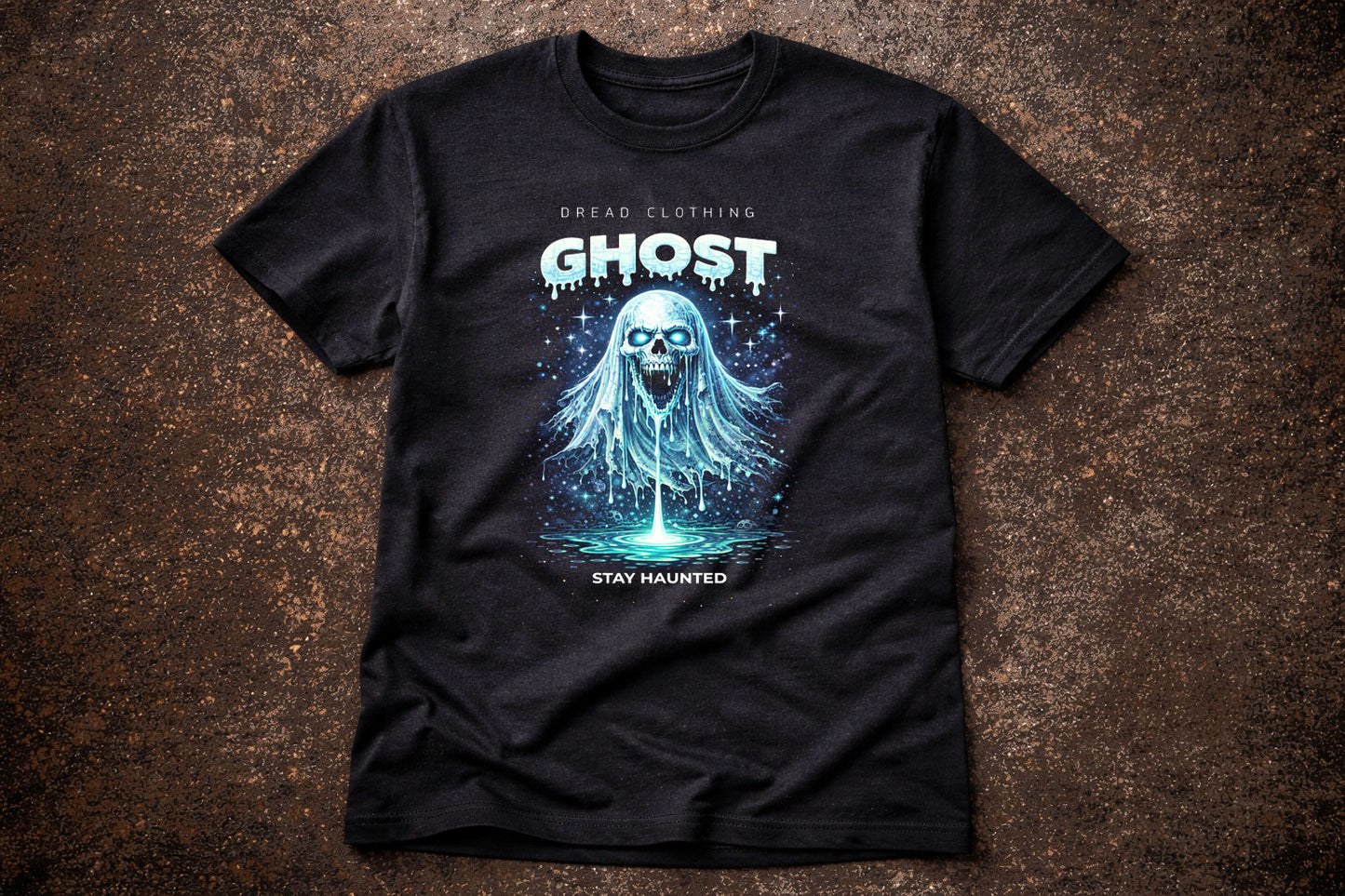 Ghost Skull Unisex Toxic Gothic Horror Graphic T-Shirt Stay Haunted Dark Tee