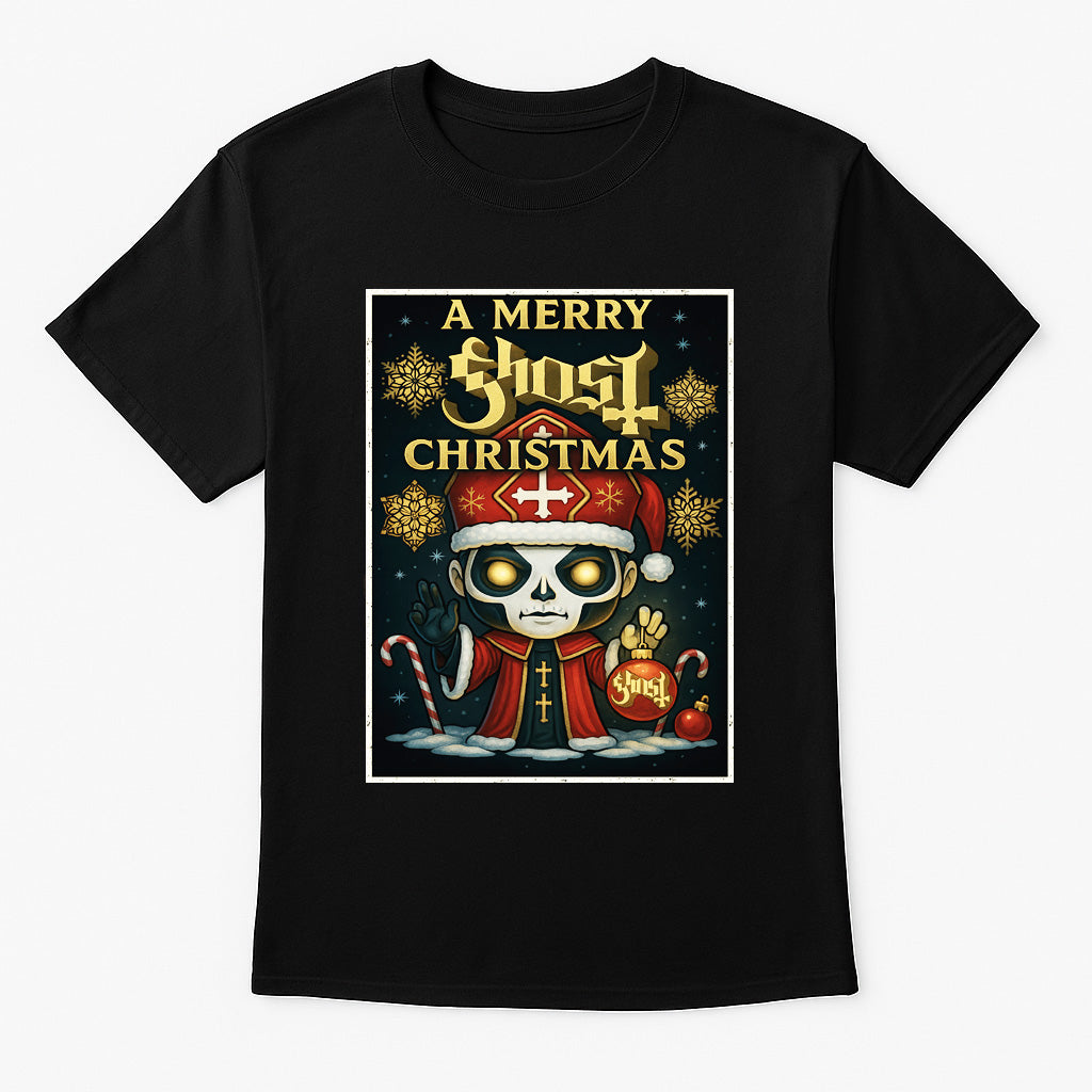 Ghost Papa Emeritus Merry Christmas Cartoon X-Mas Unisex T-Shirt Adults & Kids