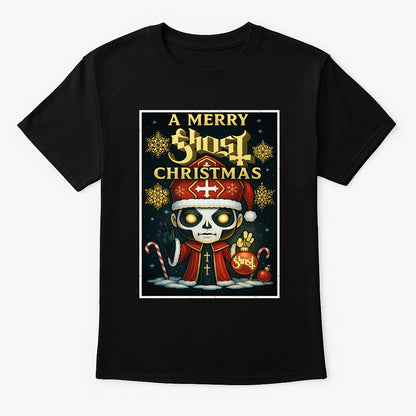 Ghost Papa Emeritus Merry Christmas Cartoon X-Mas Unisex T-Shirt Adults & Kids