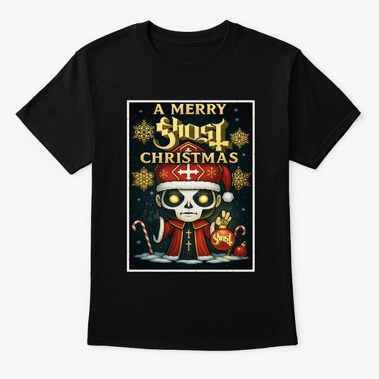 Ghost Papa Emeritus Merry Christmas Cartoon X-Mas Unisex T-Shirt Adults & Kids