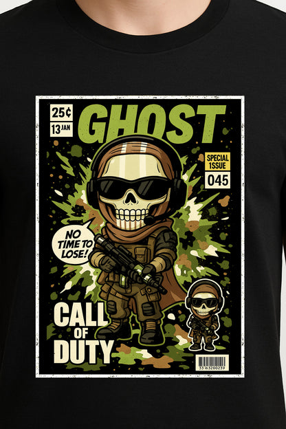 Call of Duty Ghost Unisex Comic T-Shirt – Tactical Skull Operator Military Gamer Tee