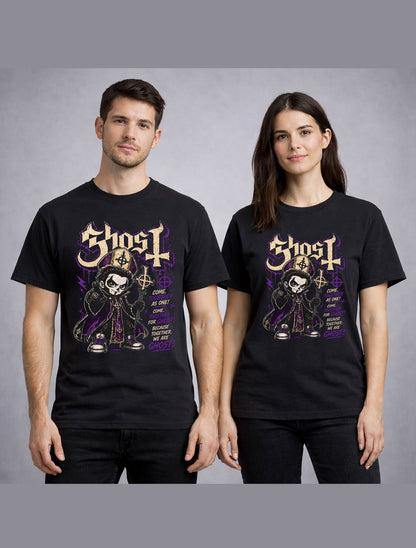Ghost Band Papa Emeritus Metal Rock Graphic T-Shirt Come Together As One Lyrics Dark Occult Music Fan Tee Adult & Kids Unisex T-Shirt