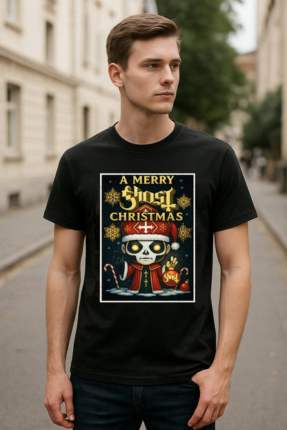 Ghost Papa Emeritus Merry Christmas Cartoon X-Mas Unisex T-Shirt Adults & Kids