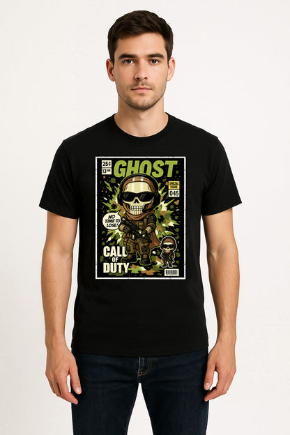 Call of Duty Ghost Unisex Comic T-Shirt – Tactical Skull Operator Military Gamer Tee