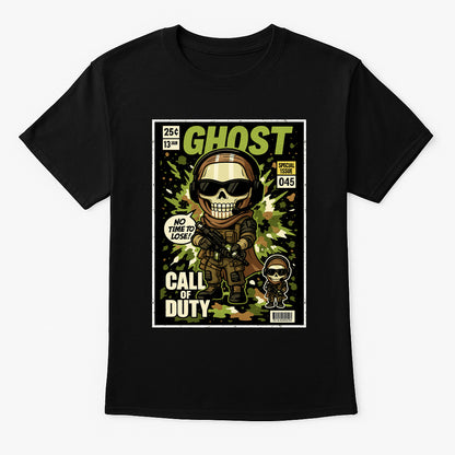 Call of Duty Ghost Unisex Comic T-Shirt – Tactical Skull Operator Military Gamer Tee