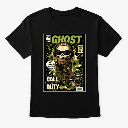 Call of Duty Ghost Unisex Comic T-Shirt – Tactical Skull Operator Military Gamer Tee