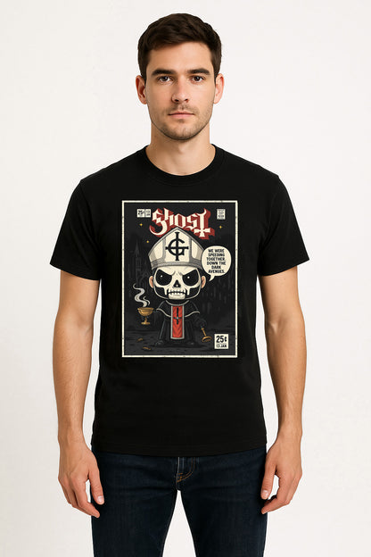 Ghost Papa Emeritus Unisex T-Shirt – Heavy Metal Band Comic Style Graphic Tee