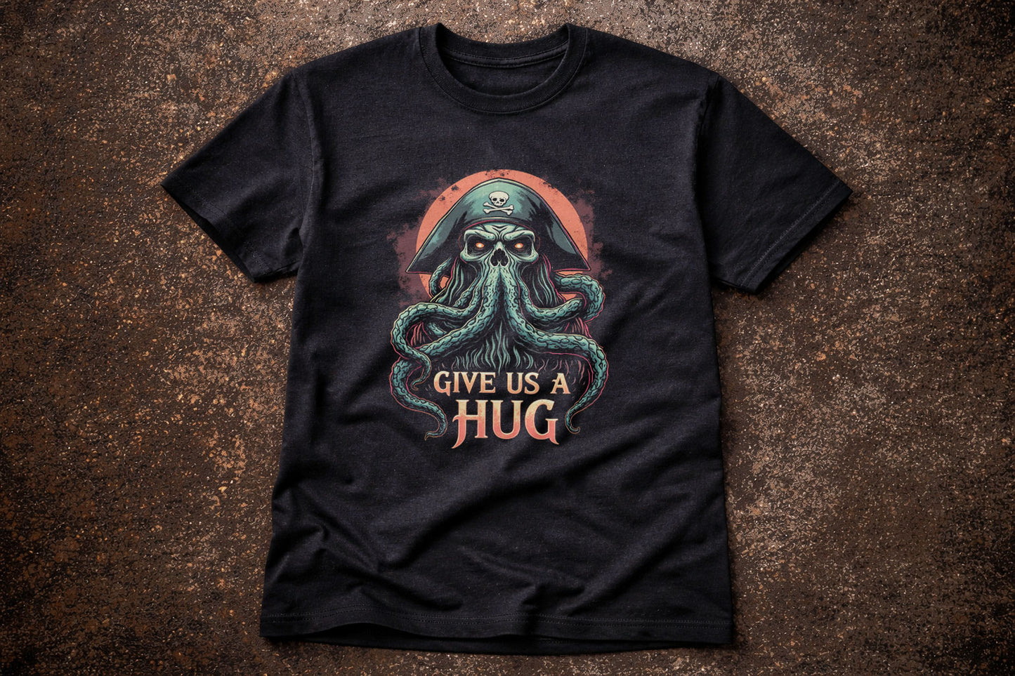Pirate Kraken Skull T Shirt Give Us A Hug Octopus Funny Dark Humor Tee