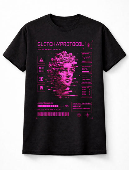 Glitch Protocol Cyber Goddess Statue Vaporwave Y2K Unisex T-Shirt