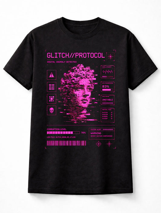 Glitch Protocol Cyber Goddess Statue Vaporwave Y2K Unisex T-Shirt