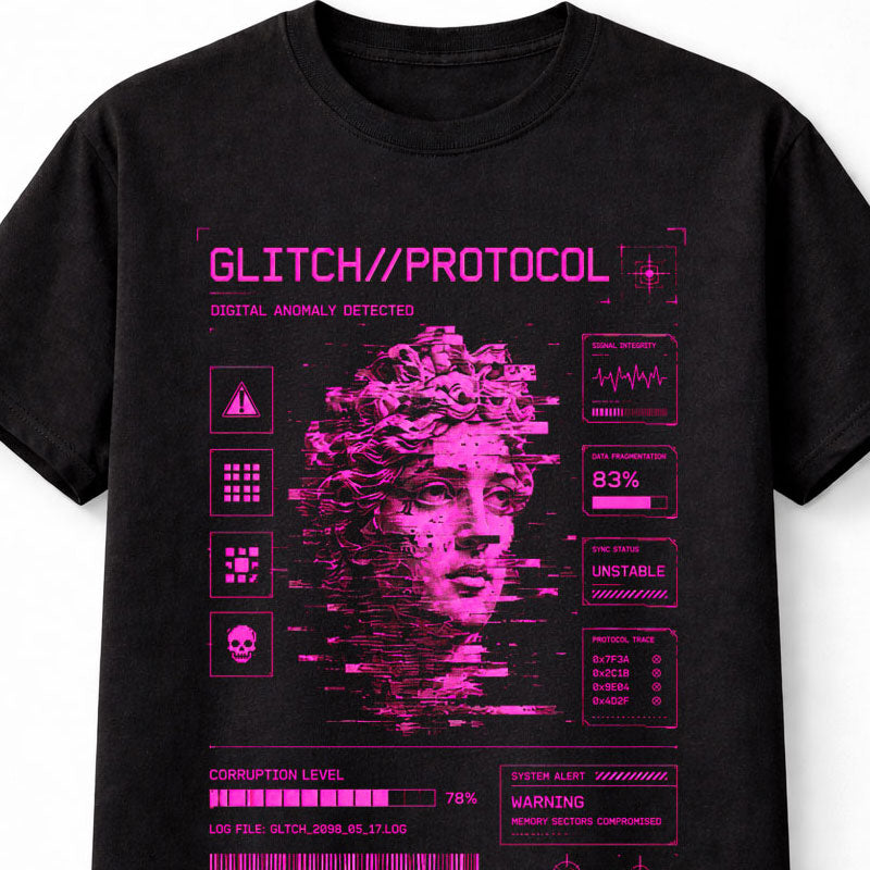 Glitch Protocol Cyber Goddess Statue Vaporwave Y2K Unisex T-Shirt
