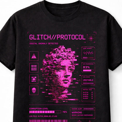 Glitch Protocol Cyber Goddess Statue Vaporwave Y2K Unisex T-Shirt