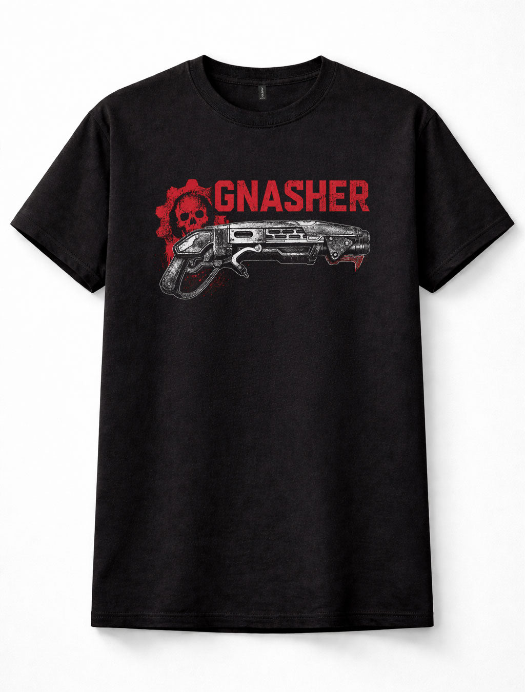 Gears of War Gnasher Shotgun COG Skull Xbox Gaming Black Unisex T-Shirt