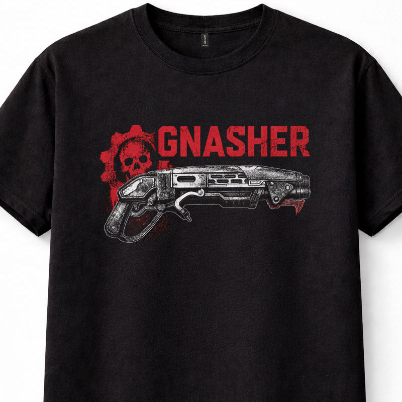 Gears of War Gnasher Shotgun COG Skull Xbox Gaming Black Unisex T-Shirt