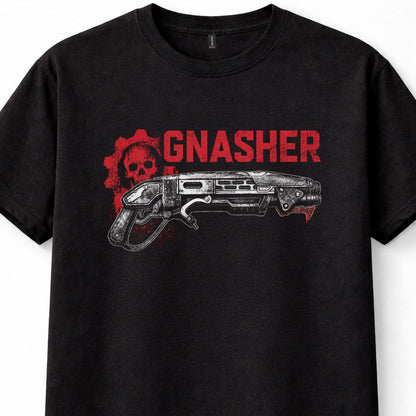 Gears of War Gnasher Shotgun COG Skull Xbox Gaming Black Unisex T-Shirt