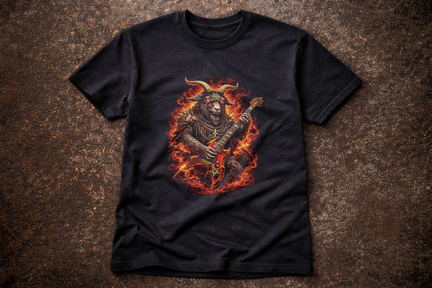 Goat Heavy Metal Rocker Unisex Graphic T-Shirt Gothic Demon Guitar Music Art Tee