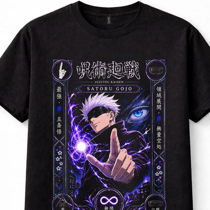 Jujutsu Kaisen Satoru Gojo Six Eyes Infinity Anime Manga Black Unisex T-Shirt