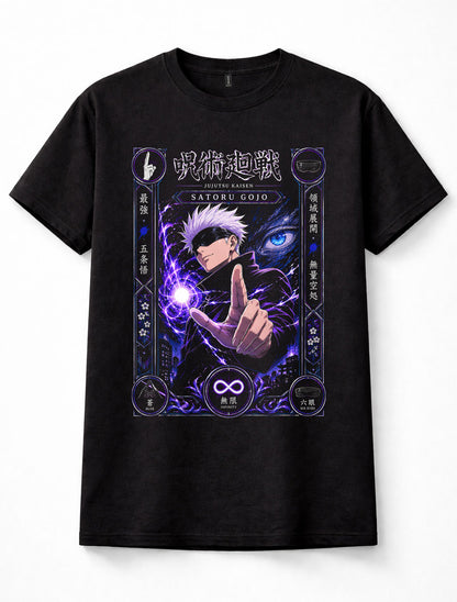 Jujutsu Kaisen Satoru Gojo Six Eyes Infinity Anime Manga Black Unisex T-Shirt