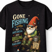 Gone Fishing Gnome Funny Fishing Humor Angler Graphic Unisex T-Shirt