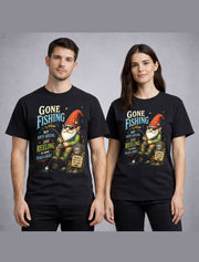 Gone Fishing Gnome Funny Fishing Humor Angler Graphic Unisex T-Shirt