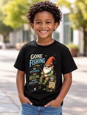 Gone Fishing Gnome Funny Fishing Humor Angler Graphic Unisex T-Shirt
