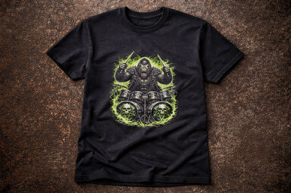 Gorilla Heavy Metal Rocker Unisex Graphic T-Shirt Gothic Ape Drums Music Art Tee