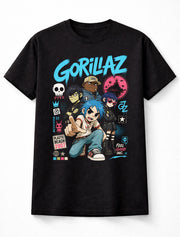 Gorillaz Feel Good Inc Plastic Beach Animated Band Graphic T-Shirt 2D Murdoc Noodle Russel Music Fan Alt Rock Tee Adult & Kids Unisex T-Shirt